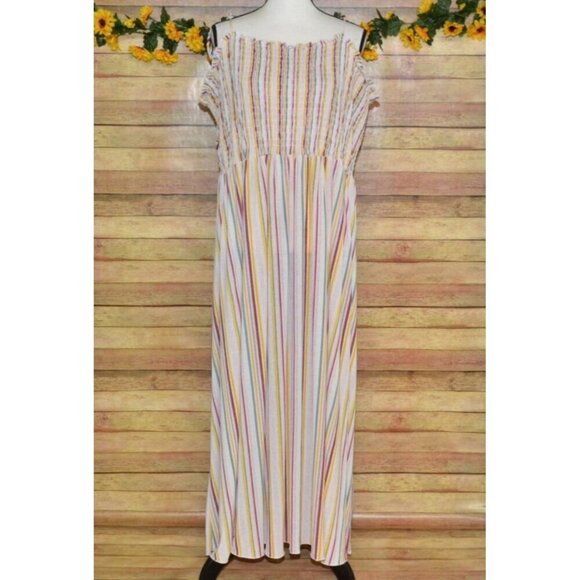 Wild Fable Striped Sleeveless Maxi Dress Plus Size 4X Tie Up Straps Sundress - Picture 1 of 11